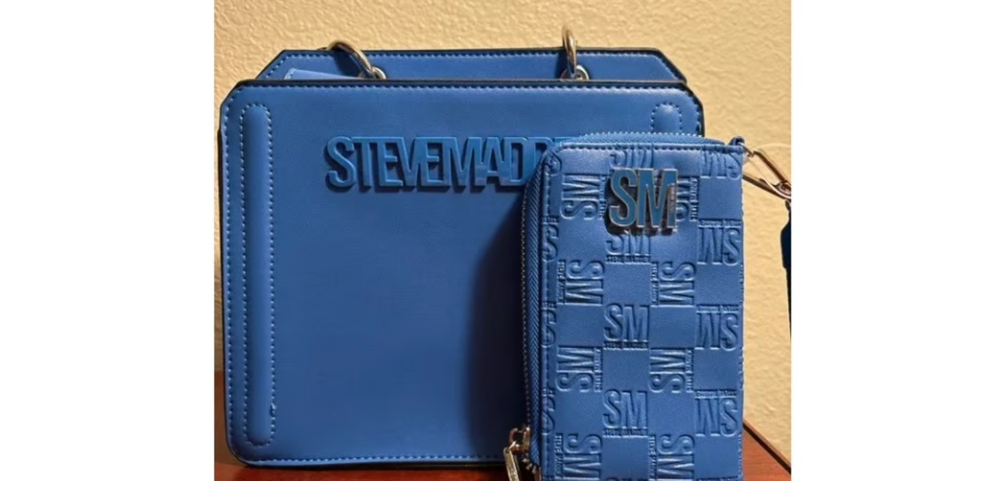 Steve Madden Blue purse and wallet set